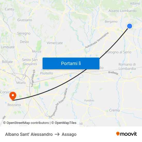 Albano Sant' Alessandro to Assago map