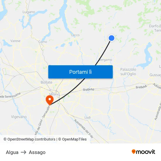 Algua to Assago map
