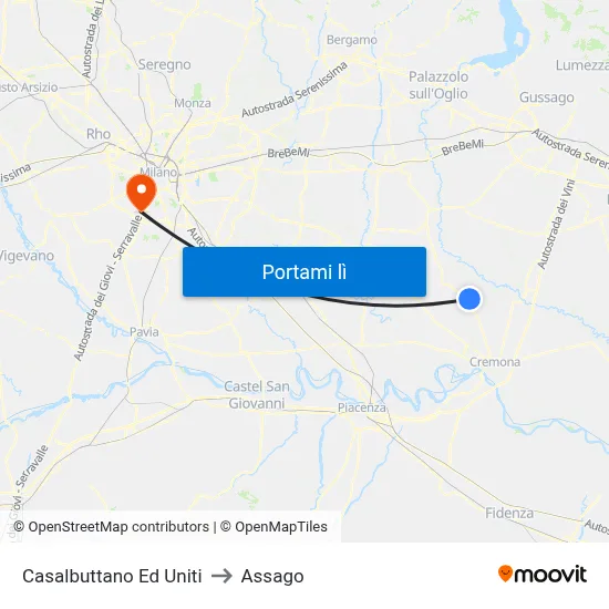 Casalbuttano Ed Uniti to Assago map
