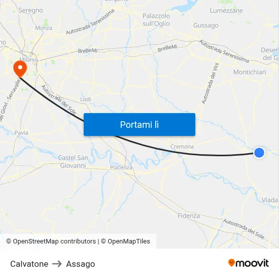 Calvatone to Assago map