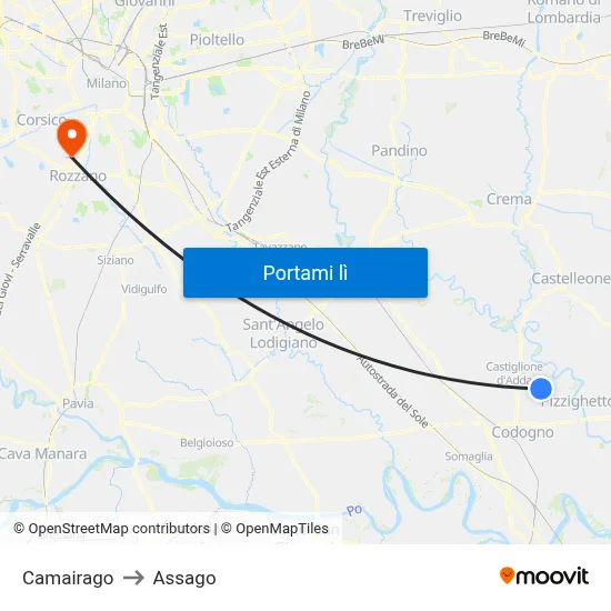 Camairago to Assago map
