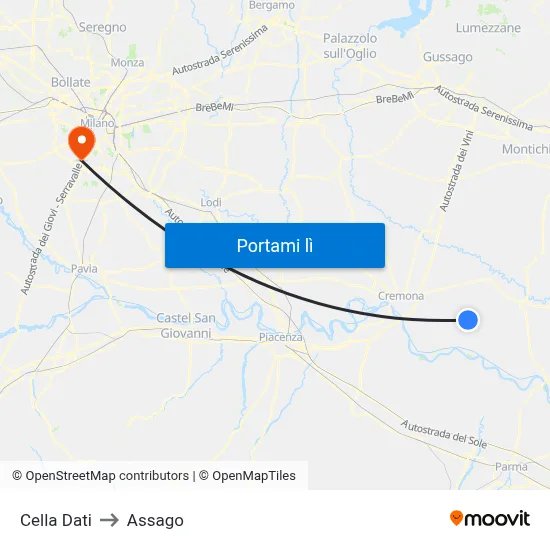 Cella Dati to Assago map