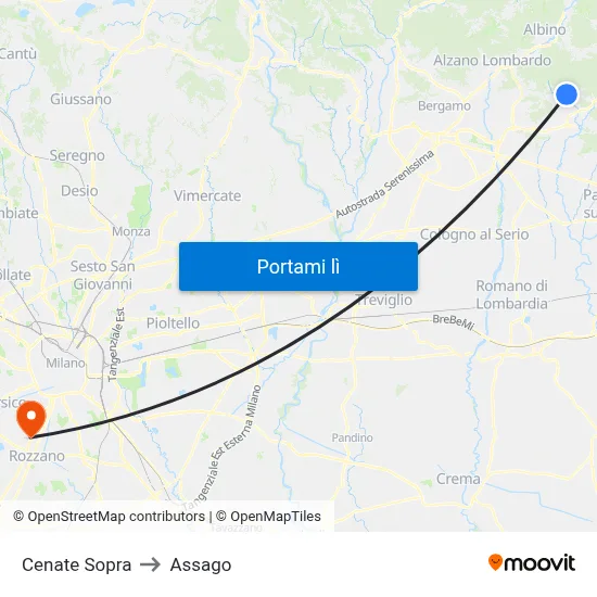 Cenate Sopra to Assago map