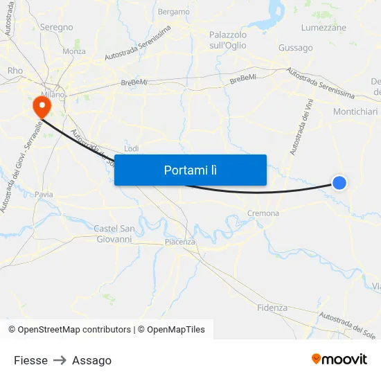 Fiesse to Assago map