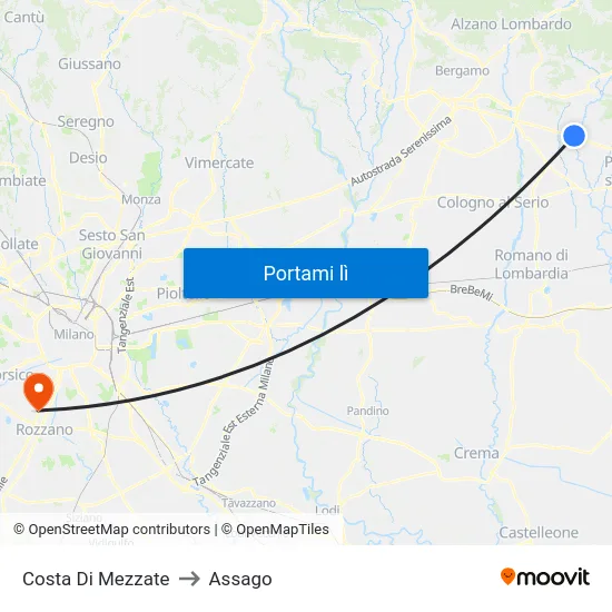 Costa Di Mezzate to Assago map
