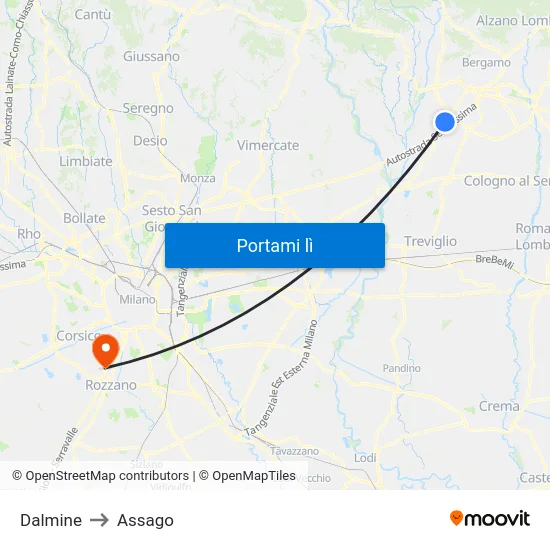 Dalmine to Assago map