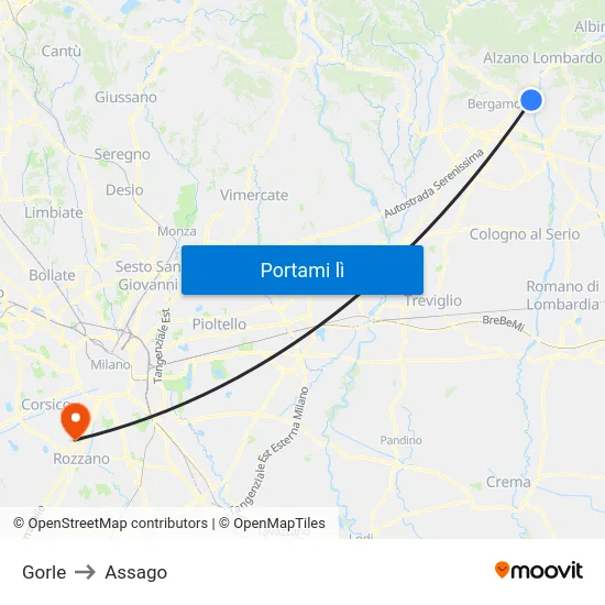 Gorle to Assago map