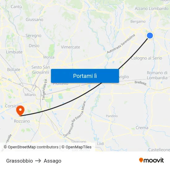 Grassobbio to Assago map