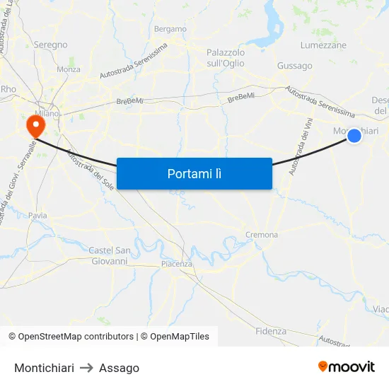 Montichiari to Assago map
