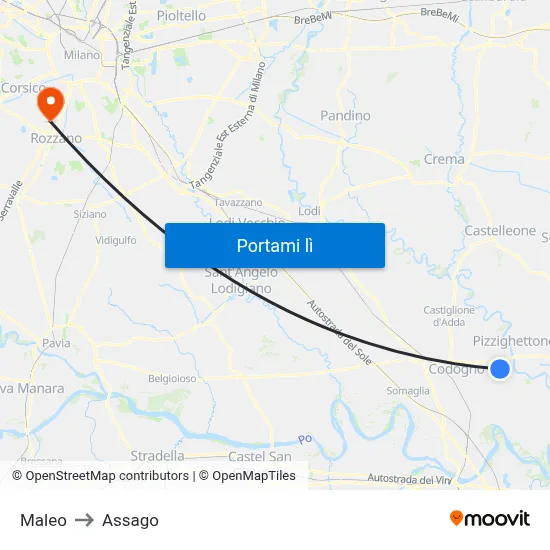 Maleo to Assago map