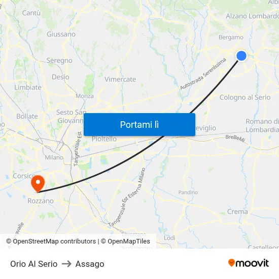 Orio Al Serio to Assago map