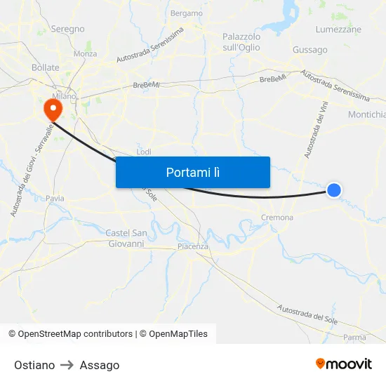 Ostiano to Assago map