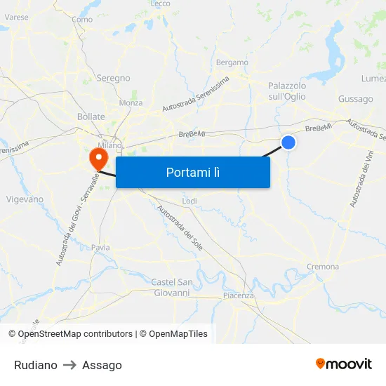 Rudiano to Assago map