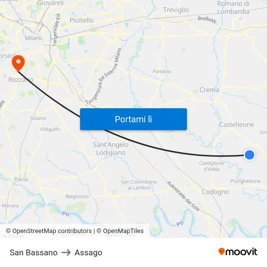San Bassano to Assago map