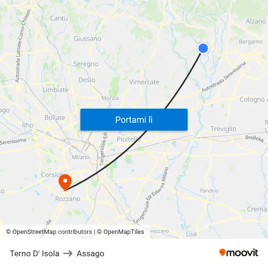 Terno D' Isola to Assago map