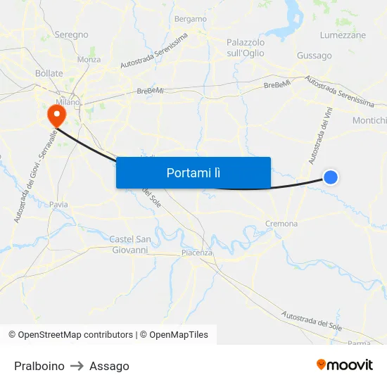 Pralboino to Assago map