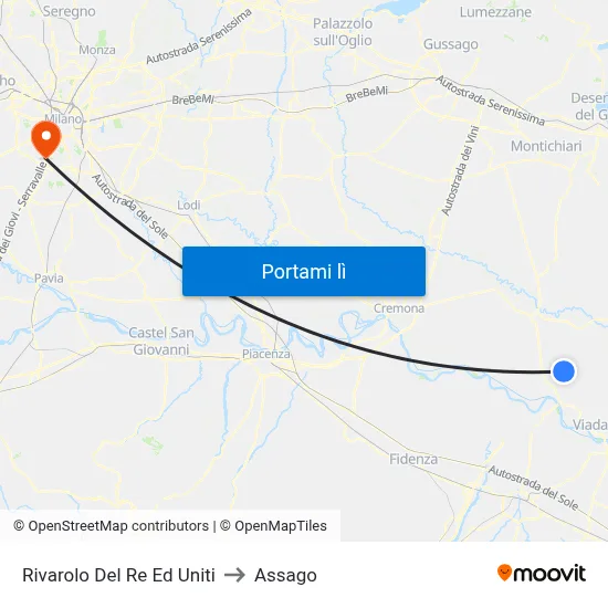 Rivarolo Del Re Ed Uniti to Assago map