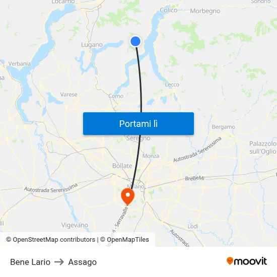 Bene Lario to Assago map