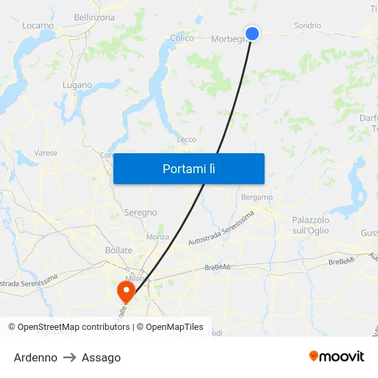 Ardenno to Assago map