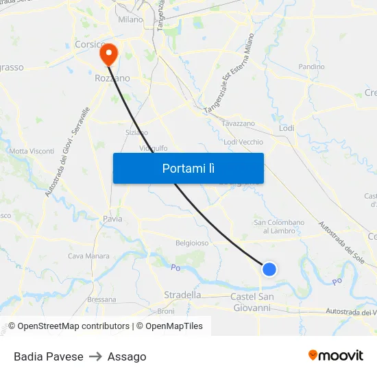 Badia Pavese to Assago map