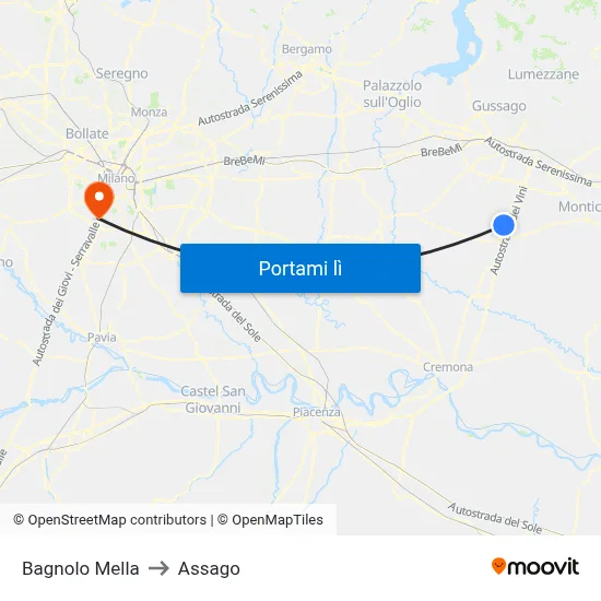Bagnolo Mella to Assago map