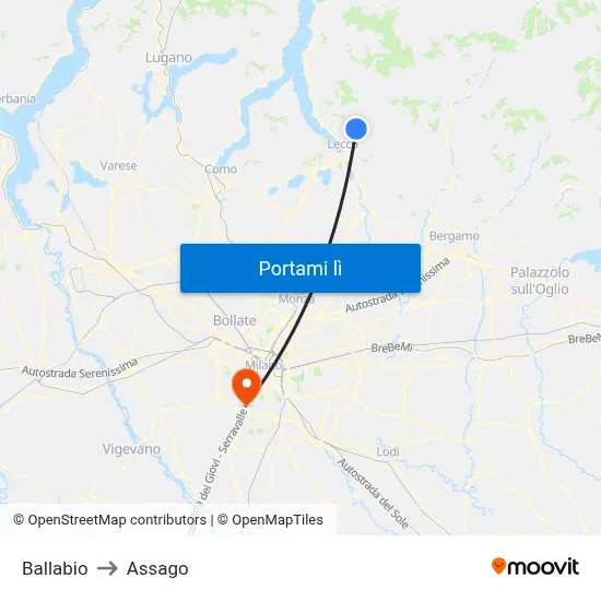 Ballabio to Assago map