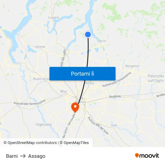Barni to Assago map