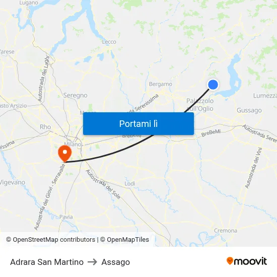 Adrara San Martino to Assago map