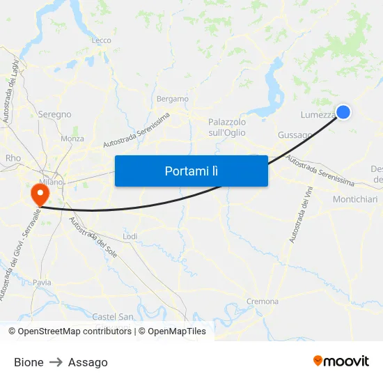 Bione to Assago map