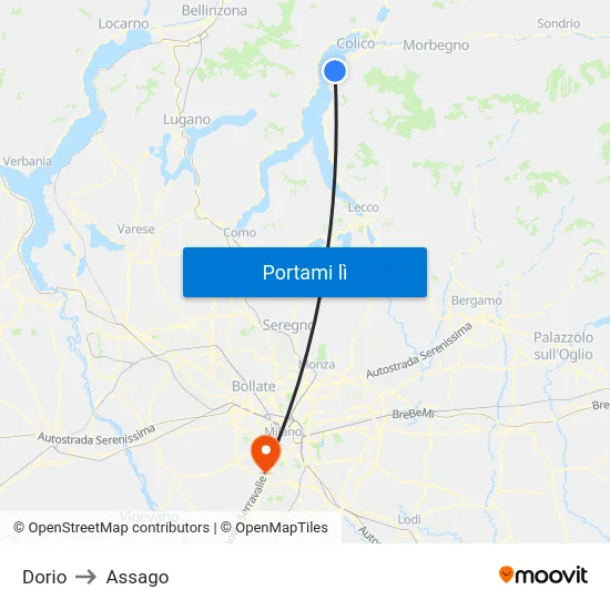 Dorio to Assago map