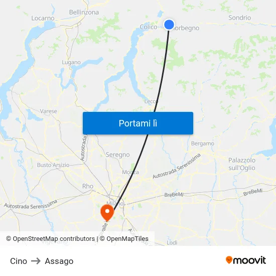 Cino to Assago map