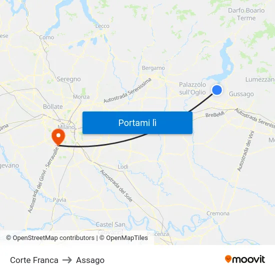 Corte Franca to Assago map