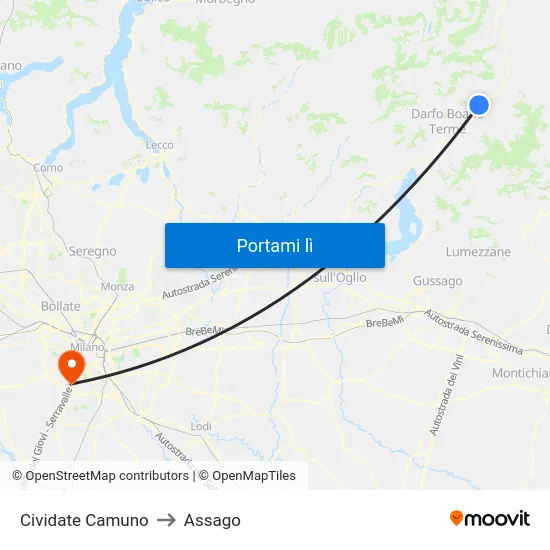 Cividate Camuno to Assago map