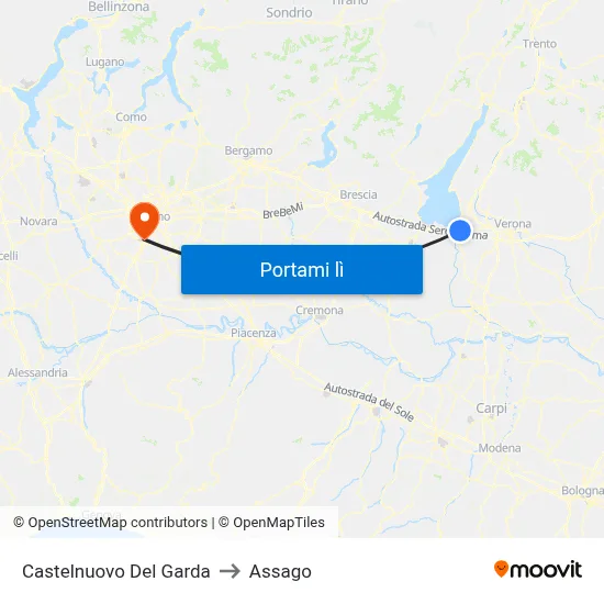 Castelnuovo Del Garda to Assago map