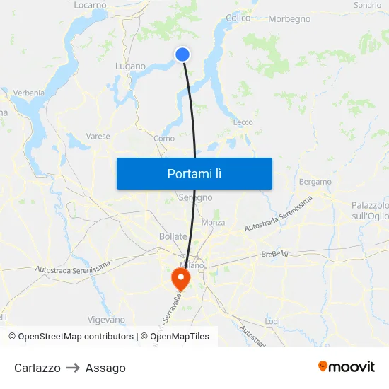 Carlazzo to Assago map