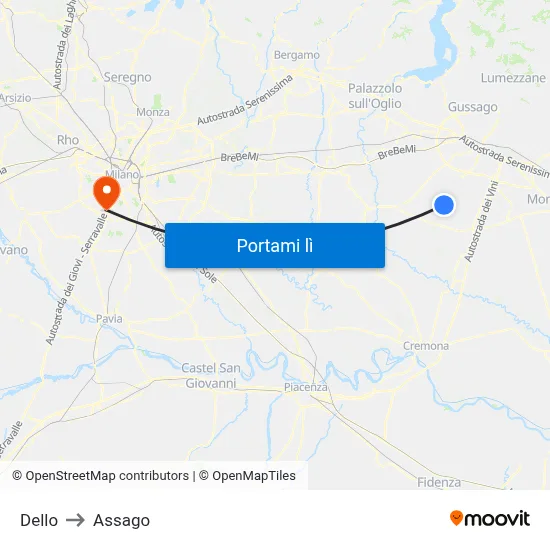 Dello to Assago map