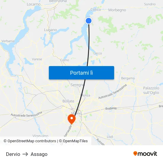 Dervio to Assago map