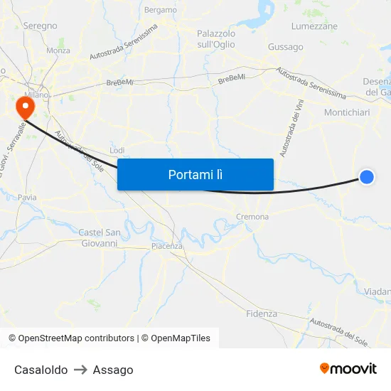 Casaloldo to Assago map