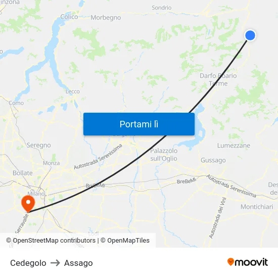 Cedegolo to Assago map