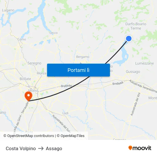 Costa Volpino to Assago map
