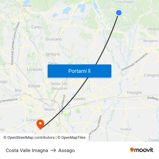 Costa Valle Imagna to Assago map