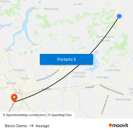 Berzo Demo to Assago map
