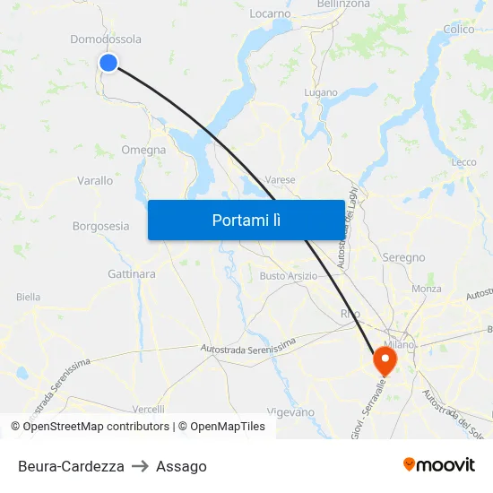 Beura-Cardezza to Assago map