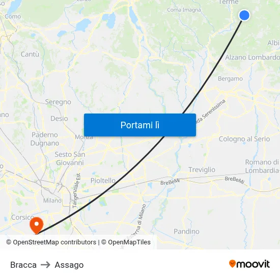 Bracca to Assago map