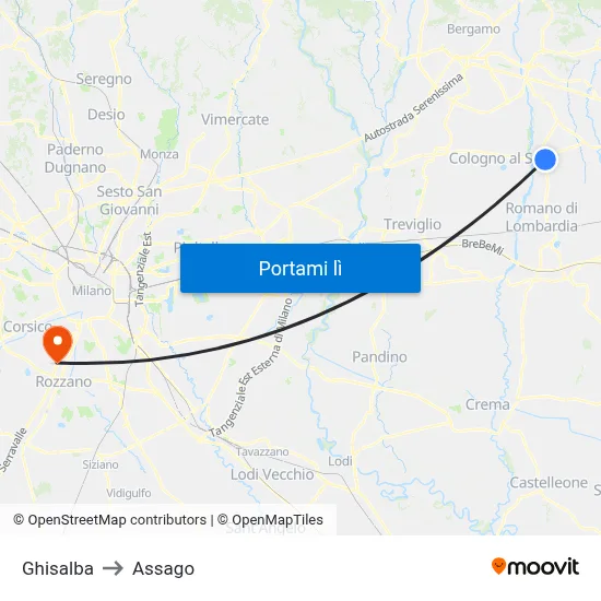 Ghisalba to Assago map