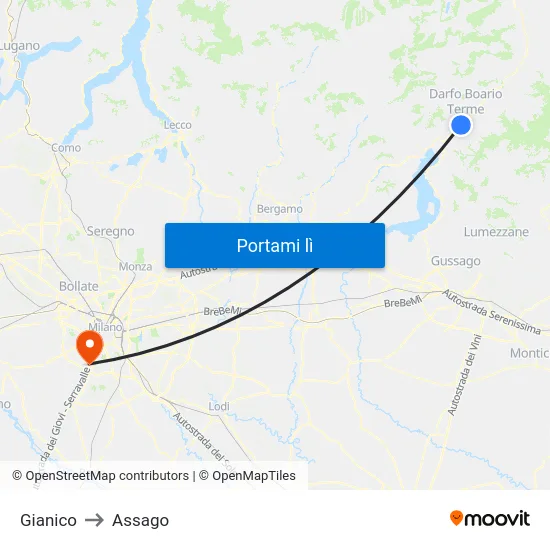 Gianico to Assago map