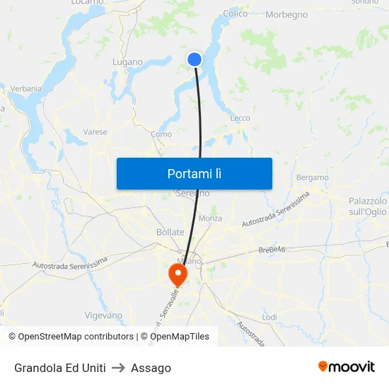 Grandola Ed Uniti to Assago map