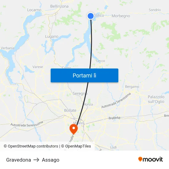 Gravedona to Assago map