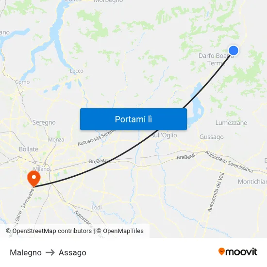 Malegno to Assago map