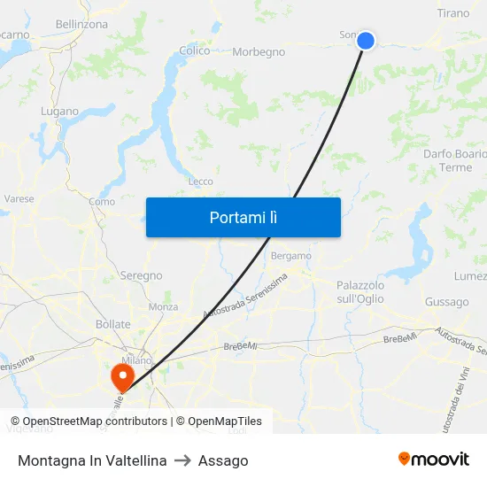 Montagna In Valtellina to Assago map
